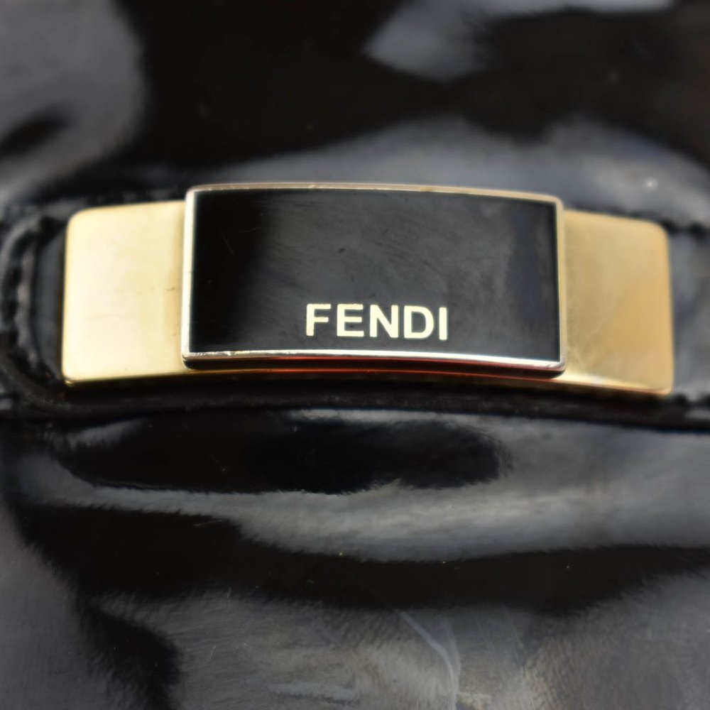 FENDI: Black, Patent Leather & Logo Tall Boots - Picture 3 of 11
